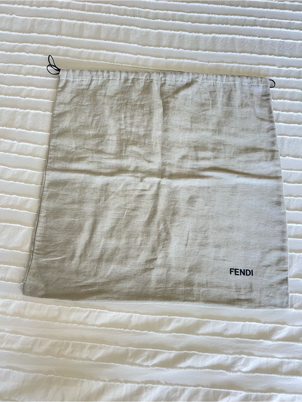 Authentic FENDI Drawstring Dust Bag Cover Light Gray 19” x 20”